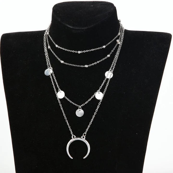 Celestine Moon Multi Layered Necklace
