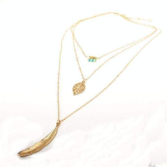Free Spirit Turquoise Leaf Multi Layer Necklace