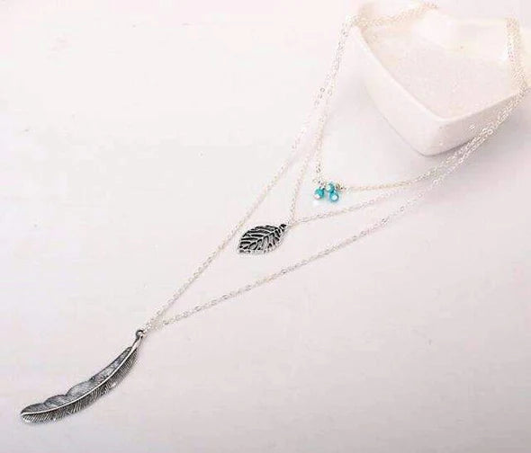 Free Spirit Turquoise Leaf Multi Layer Necklace