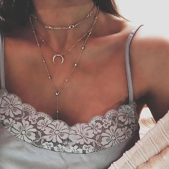 Luna Multi Layer Lariat Necklace
