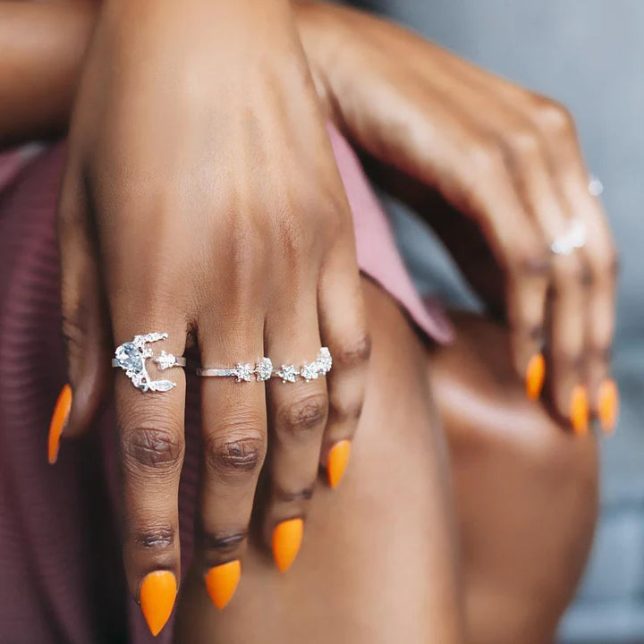 Mystic Moonlight Crystal Ring Set