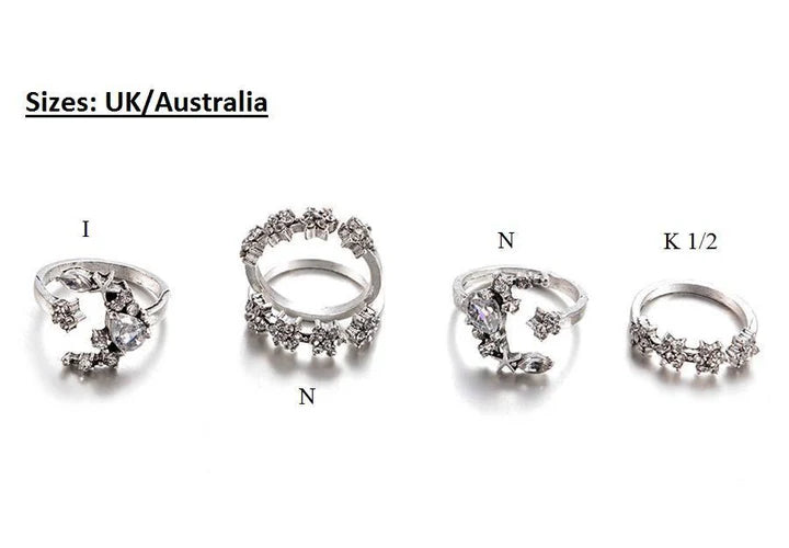 Mystic Moonlight Crystal Ring Set