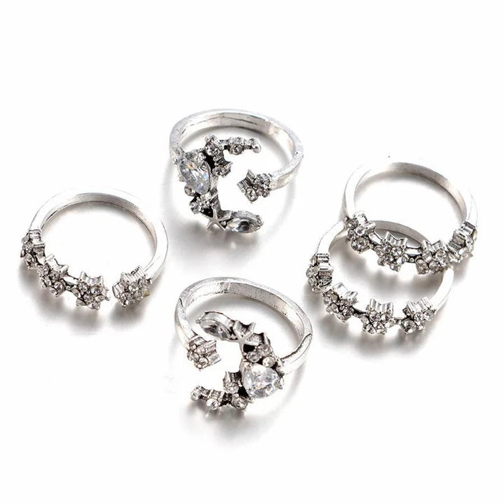 Mystic Moonlight Crystal Ring Set