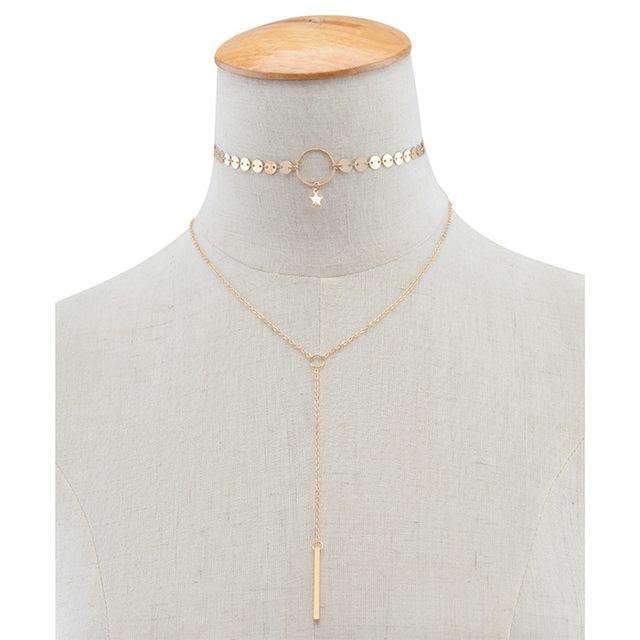 Star Goddess Duo Layering Choker Necklace